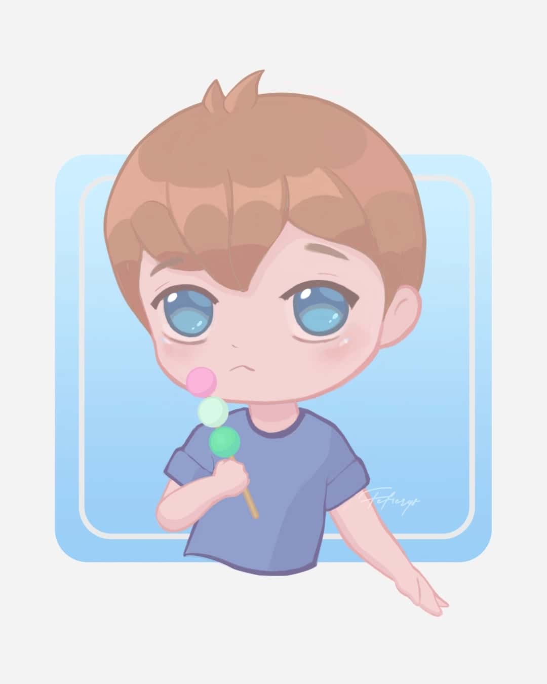 Boy Chibi Cute Dango Half body illustration by Fefierys
