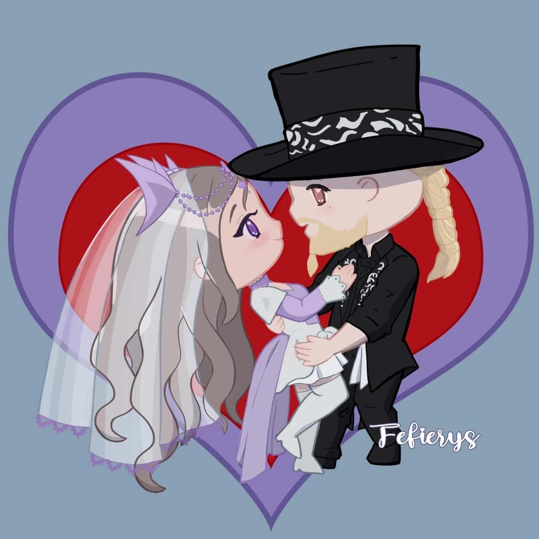 Couple RPG Chibi Fantasy Full body illustration by Fefierys